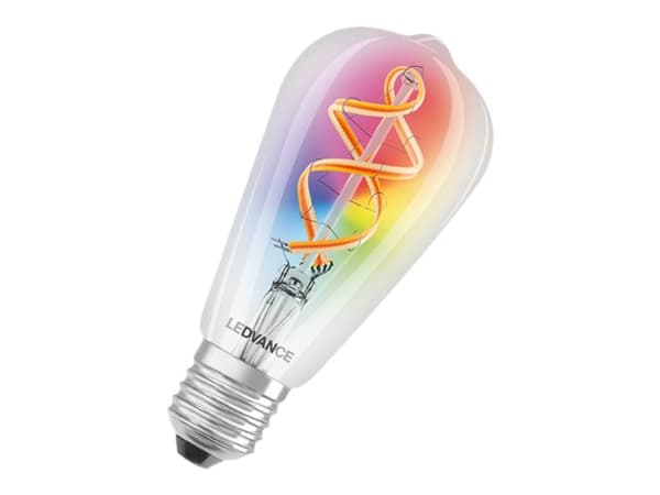 LEDVANCE SMART+ - LED-filamentlyspære - form: ST64 - E27 - 4.5 W (ekvivalent 30 W) - klasse G - 16 millioner farger / varmt hvitt lys - 2700 K - gjen