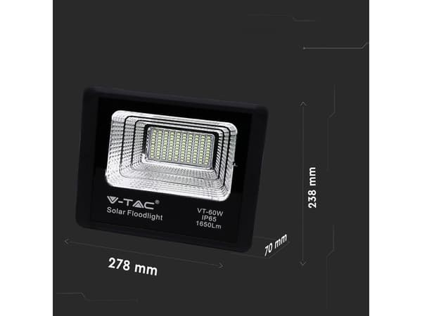 Solcelle LED-projektor VT-60W 20W 4000K 1650lm IP65 8575