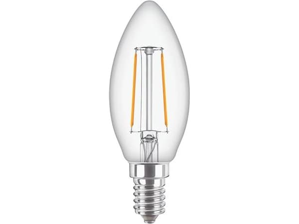 Philips CorePro - LED-glödlampa med filament - form: B35 - klar finish - E14 - 2 W (motsvarande 25 W) - klass E - varmt vitt ljus - 2700 K