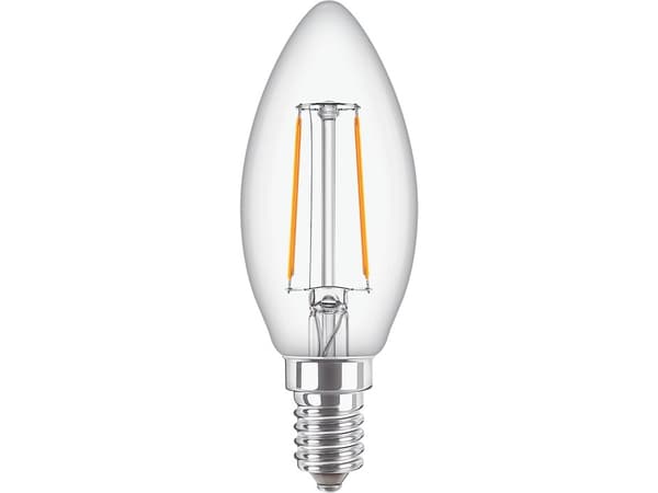 Philips CorePro - LED-glödlampa med filament - form: B35 - klar finish - E14 - 2 W (motsvarande 25 W) - klass E - varmt vitt ljus - 2700 K