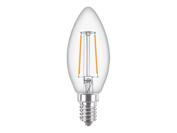 Philips CorePro - LED-glödlampa med filament - form: B35 - klar finish - E14 - 2 W (motsvarande 25 W) - klass E - varmt vitt ljus - 2700 K