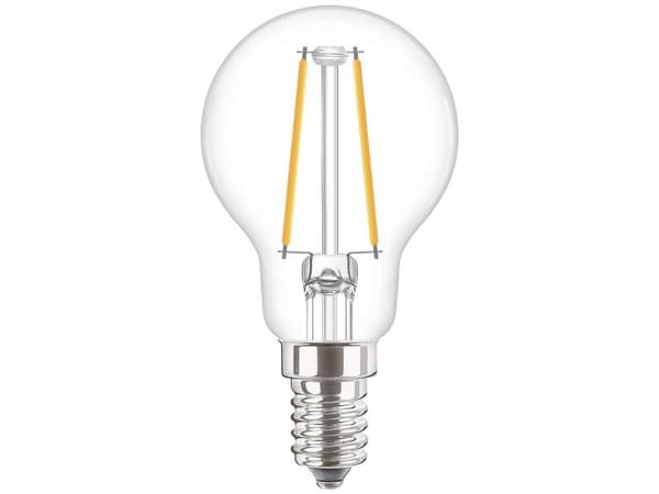 Philips CorePro LEDluster ND - LED-filamentlyspære - form: P45 - klar finish - E14 - 2 W (ekvivalent 25 W) - klasse E - varmt hvitt lys - 2700 K