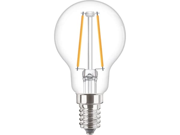 Philips CorePro LEDluster ND - LED-filamentlyspære - form: P45 - klar finish - E14 - 2 W (ekvivalent 25 W) - klasse E - varmt hvitt lys - 2700 K