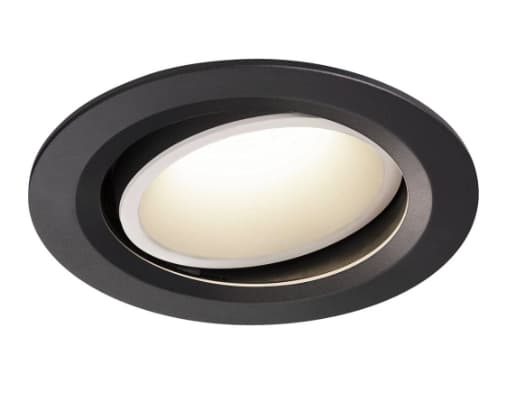 SLV NUMINOS MOVE L, Innsunket spotlight, 1 ampuller, 25,41 W, 2450 lm, Sort