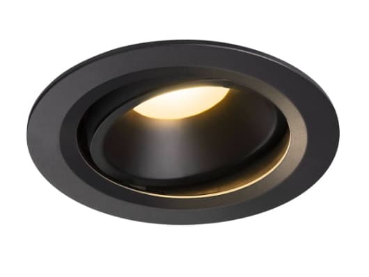 SLV NUMINOS MOVE L, Innsunket spotlight, 1 ampuller, 25,41 W, 2150 lm, Sort