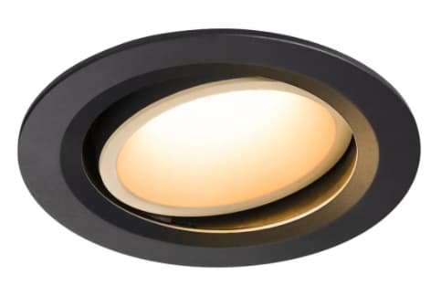 SLV NUMINOS MOVE DL L, Innsunket spotlight, 1 ampuller, LED, 2700 K, 2250 lm, Sort