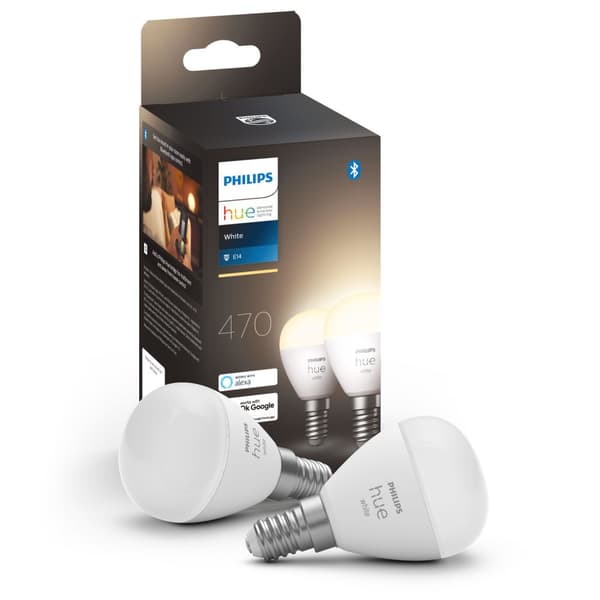 Hvid E14 P45 Globe 470 lm 2-pak
