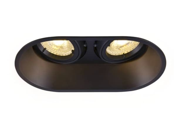 SLV Horn, Innsunket spotlight, GU10, 2 ampuller, LED, 25 W, Sort
