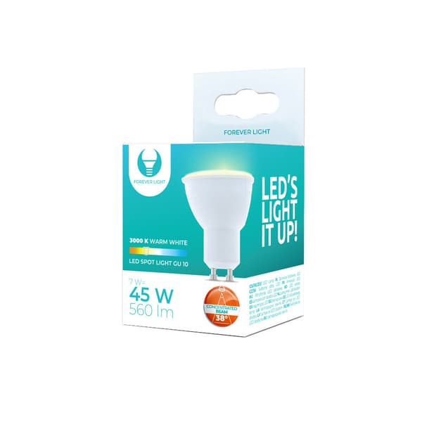 LED-Lampa GU10 7W 230V 3000K 90lm 38°