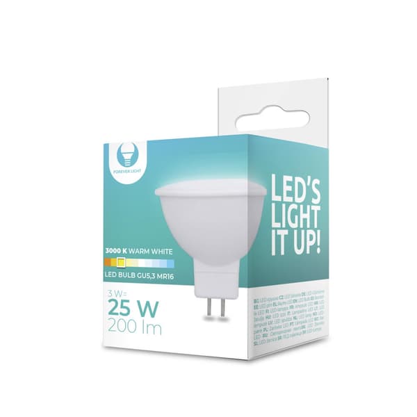 LED-Lamppu GU5,3 MR16 3W 12V 3000K 200lm