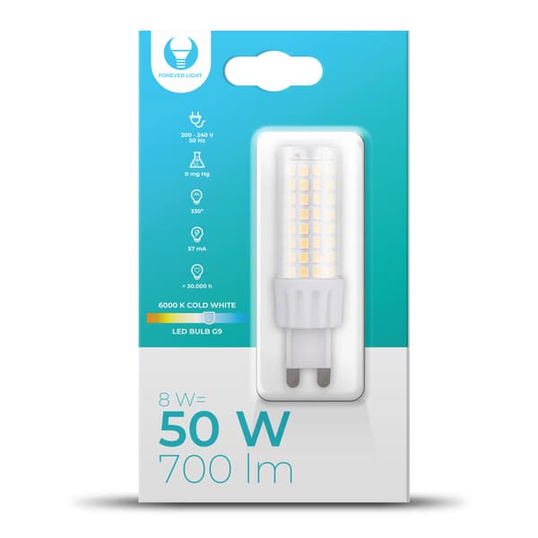 LED-Lampe G9 8W 230V 6000K 700lm