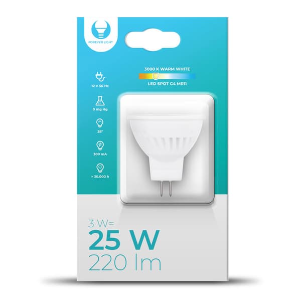 LED-Lampe G4 MR11 3W 12V 3000K 220lm