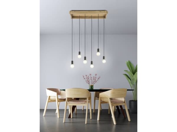 EGLO Wootton, 6 ampuller, E27, IP20, Sort, Brun