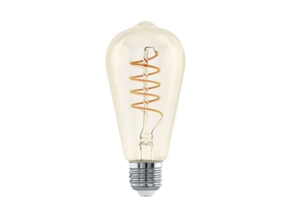 Eglo - LED-filamentlyspære - form: ST64 - E27 - 4 W (ekvivalent 26 W) - klasse G - varmt hvitt lys - 2200 K - ravgul
