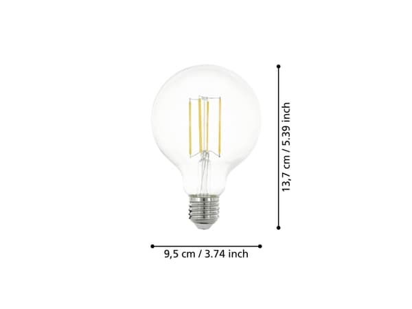 Eglo - LED-filamentlyspære - form: G95 - E27 - 8 W (ekvivalent 75 W) - klasse E - varmt hvitt lys - 2700 K