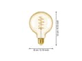 Miniatyrbilde 3 av 5: Eglo - LED-filamentlyspære - form: G80 - E27 - 4 W (ekvivalent 25 W) - varmt hvitt lys - 2000 K - globus - ravgul