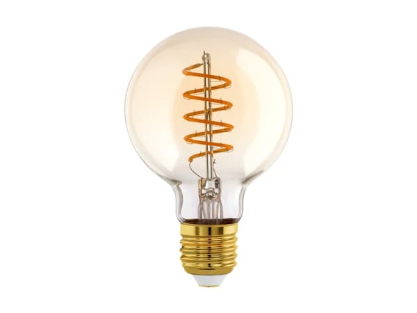 Eglo - LED-filamentlyspære - form: G80 - E27 - 4 W (ekvivalent 25 W) - varmt hvitt lys - 2000 K - globus - ravgul