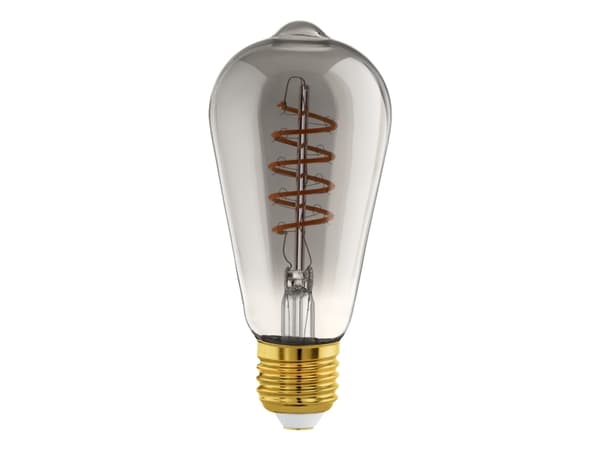 Eglo - LED-filamentlyspære - form: ST64 - E27 - 4 W (ekvivalent 11 W) - varmt hvitt lys - 2000 K - svart, gjennomsiktig