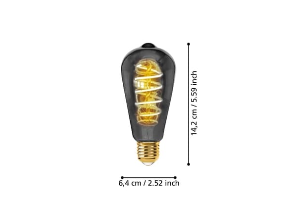 Eglo - LED-filamentlyspære - form: ST64 - E27 - 4 W (ekvivalent 11 W) - varmt hvitt lys - 2000 K - svart, gjennomsiktig