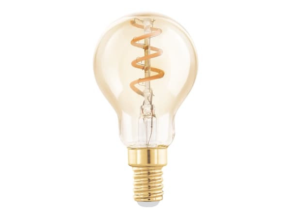 Eglo - LED-filamentlyspære - form: P45 - E14 - 4 W (ekvivalent 15 W) - varmt hvitt lys - 2000 K - ravgul