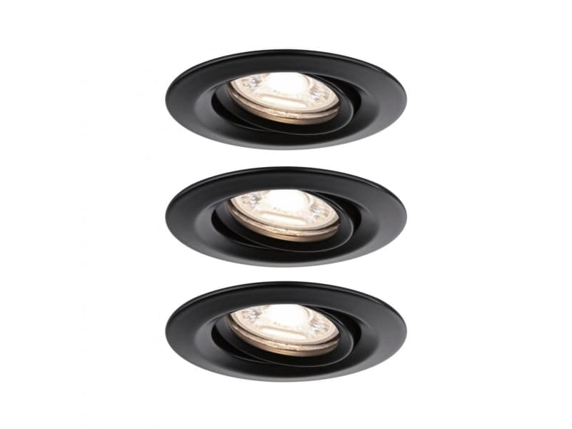 Paulmann Nova Mini, Nedtryckbar spotlight, LED, 2700 K, 310 LM, Svart