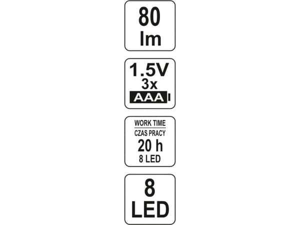 Yato tarkastus LED taskulamppu 8LED magneettinen 3xAA - YT-08514 - YT-08514