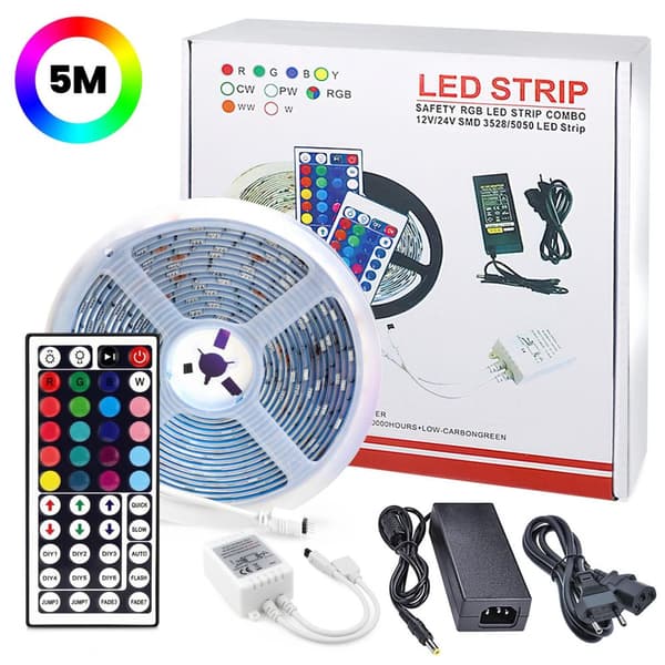 5 Meter - LED-Strips med RGB / Lyssnor / LED-liste