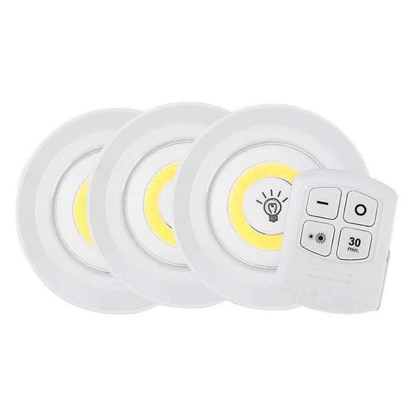 3-Pack Självhäftande LED Spotlights med Fjärrkontroll