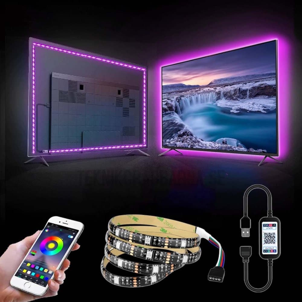 LED RGB Strip Ljusslinga 1 Meter Med Bluetooth