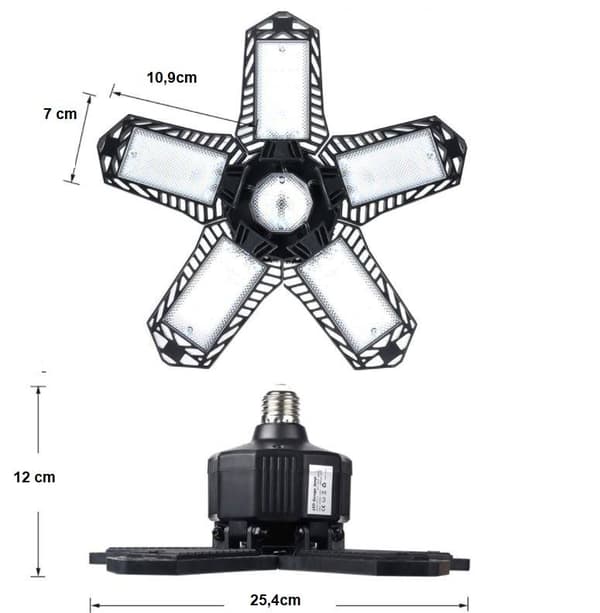Justerbar LED Garagelampa / Verkstadslampa, E27, 120W, 14000 LM