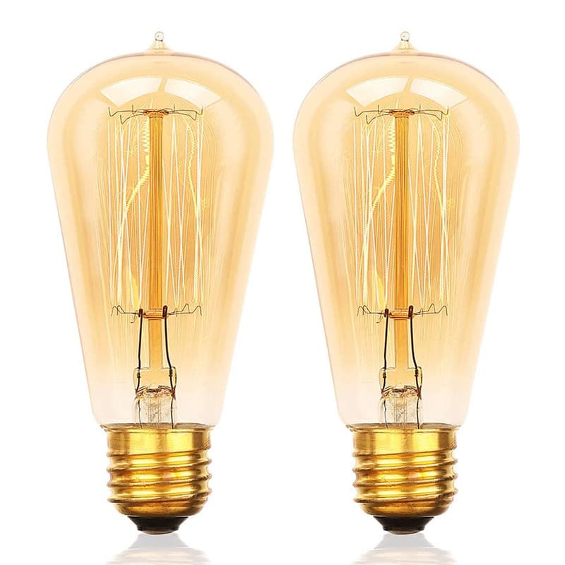 2 paket E27 ST64 Edison glödlampa varm vit 60W 220V