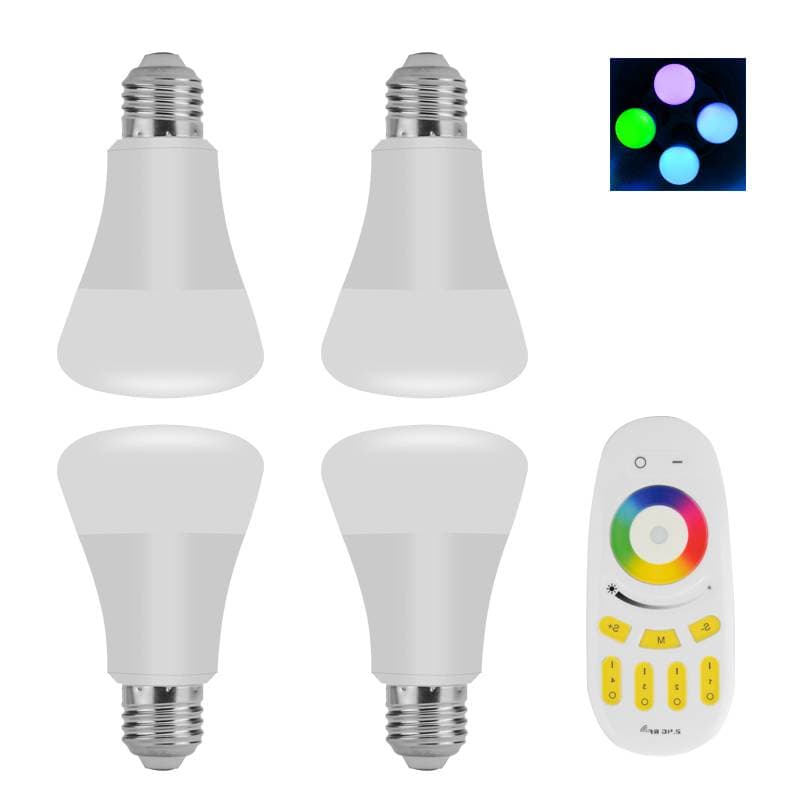 LED-paket 4x RGB e27 med fjärrkontroll, 500 lumen, 30000 h
