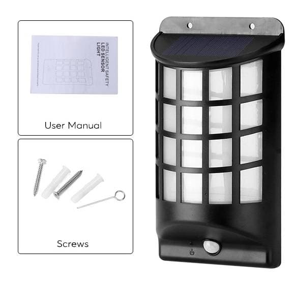 Solcellslykta med PIR-rörelsesensor, IP65, 2000mAh, 54 lm