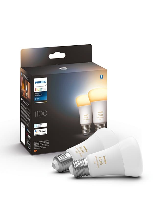 E27 - Philips Hue White Ambiance 1100lm LED-lampa 2-pack