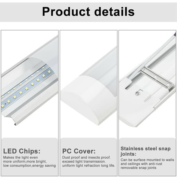 120CM LED-rör Rengöring Integration Reningsljus 60W LED Tri-proof Batten Light 2835 LED Tube Linear Lamp AC85-265V