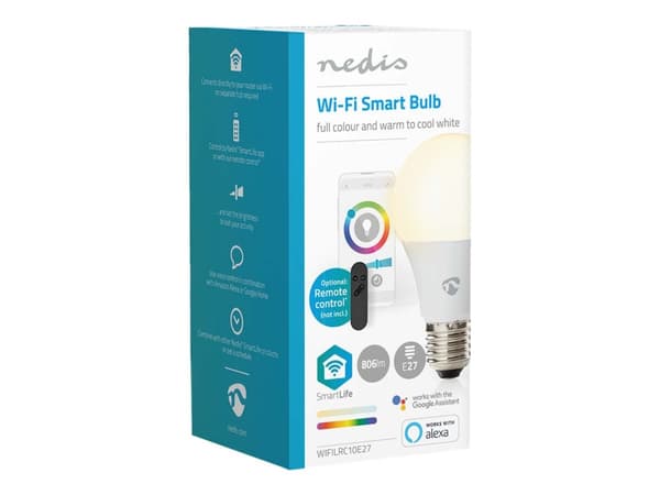 Nedis SmartLife - LED-lyspære - form: pære - E27 - 9 W (ekvivalent 60 W) - klasse F - RGB/varmt til kjølig hvitt lys - 2700-6500 K - hvit