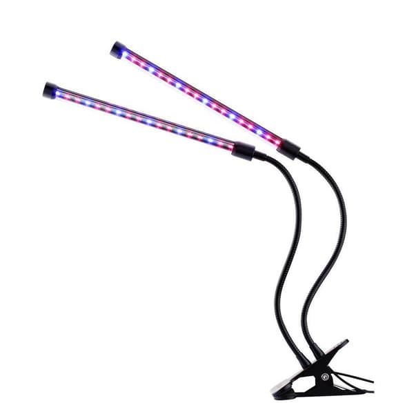 18W Flexibel LED växtlampa, 2x justerbara armar, klämma, optimerad våglängd