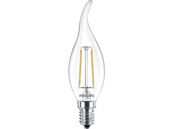 Philips CorePro - LED-glödlampa med filament - form: BA35 - klar finish - E14 - 2 W (motsvarande 25 W) - klass E - varmt vitt ljus - 2700 K
