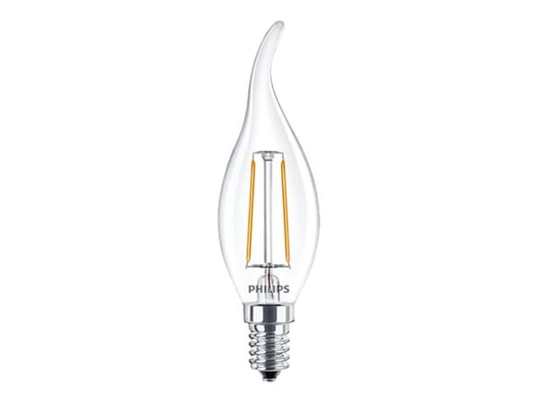 Philips CorePro - LED-glödlampa med filament - form: BA35 - klar finish - E14 - 2 W (motsvarande 25 W) - klass E - varmt vitt ljus - 2700 K