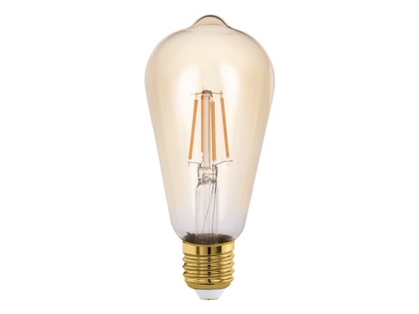 Eglo - LED-filamentlyspære - form: ST64 - E27 - 4 W (ekvivalent 26 W) - klasse G - varmt hvitt lys - 2200 K - ravgul