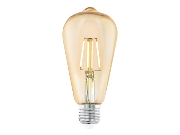 Eglo - LED-filamentlyspære - form: ST64 - E27 - 4 W (ekvivalent 26 W) - klasse G - varmt hvitt lys - 2200 K - ravgul