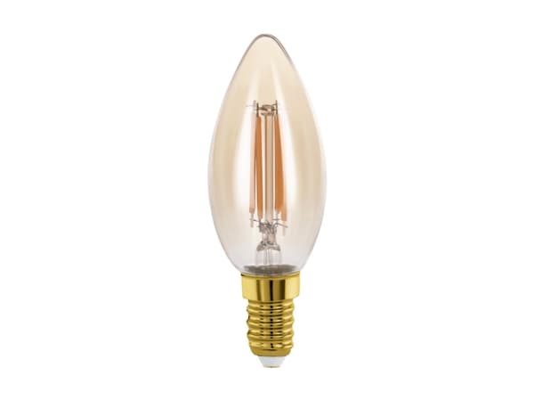 Eglo - LED-filamentlyspære - form: C35 - E14 - 4 W (ekvivalent 26 W) - klasse G - varmt hvitt lys - 2200 K - ravgul