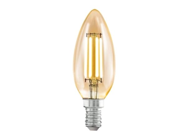 Eglo - LED-filamentlyspære - form: C35 - E14 - 4 W (ekvivalent 26 W) - klasse G - varmt hvitt lys - 2200 K - ravgul