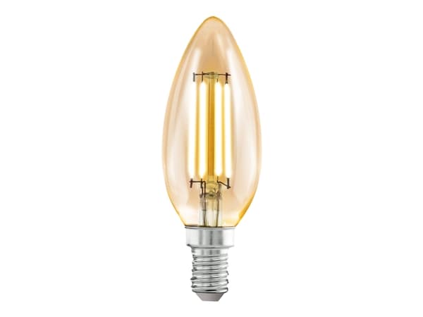 Eglo - LED-glödlampa med filament - form: C35 - E14 - 4 W (motsvarande 26 W) - klass G - varmt vitt ljus - 2200 K - bärnsten