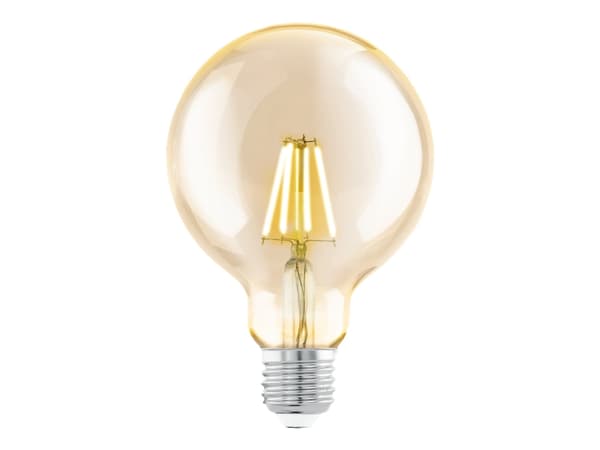 Eglo - LED-filamentlyspære - form: G95 - E27 - 4 W (ekvivalent 31 W) - klasse F - varmt hvitt lys - 2200 K - ravgul