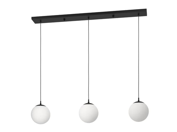 EGLO Rondo 3, Sort, Hvit, Hvit, Glass, Stål, Rund, Sort, Innendørs