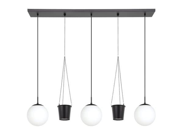 EGLO Rondo 3, Sort, Hvit, Hvit, Glass, Stål, Rund, Sort, Innendørs