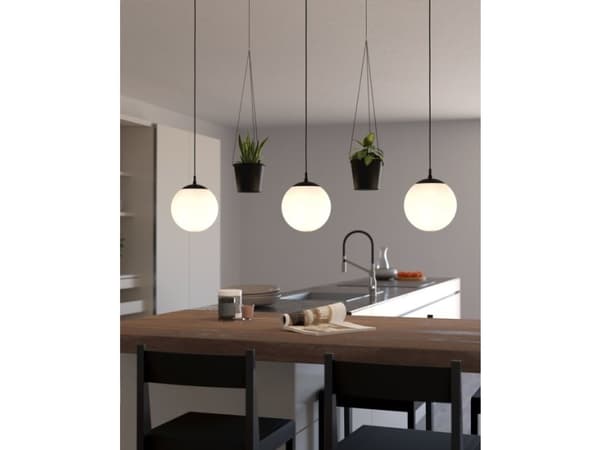 EGLO Rondo 3, Sort, Hvit, Hvit, Glass, Stål, Rund, Sort, Innendørs