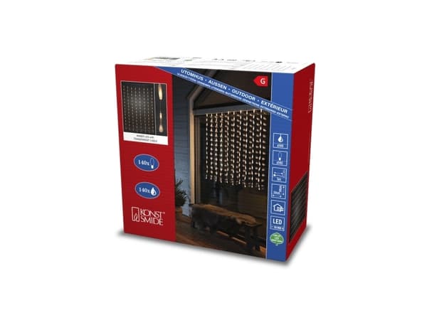 Konstsmide Curtain, Kjede, Gjennomsiktig, Plast, Universell, IP44, 140 ampuller