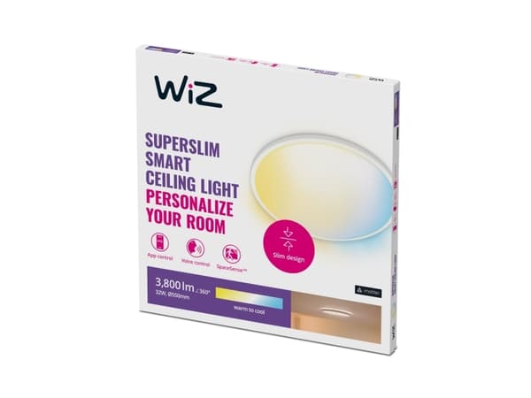 WiZ Super Slim - Kattovalaisin - LED - 32 W - säädettävä valkoinen - 2700-6500 K - pyöreä - valkoinen - valkoinen